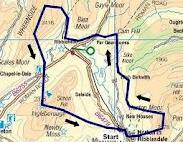 A map of the Yorkshire three peak challenge route