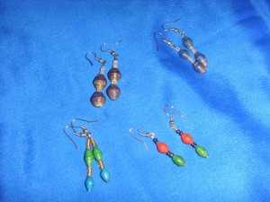 moreen two recycled paper bead earrings