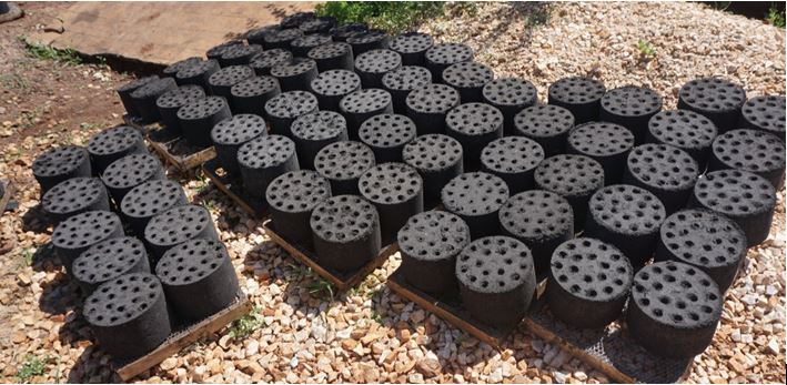 Lots of honeycomb briquettes lined up