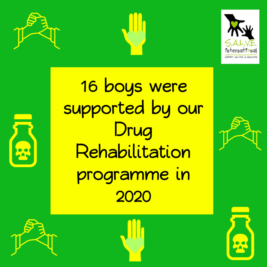 16 boys were supported by SALVE's drug rehab programme in 2020