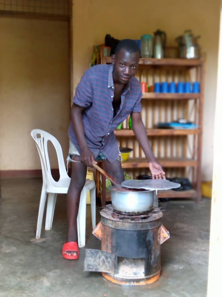 a boy cooking
