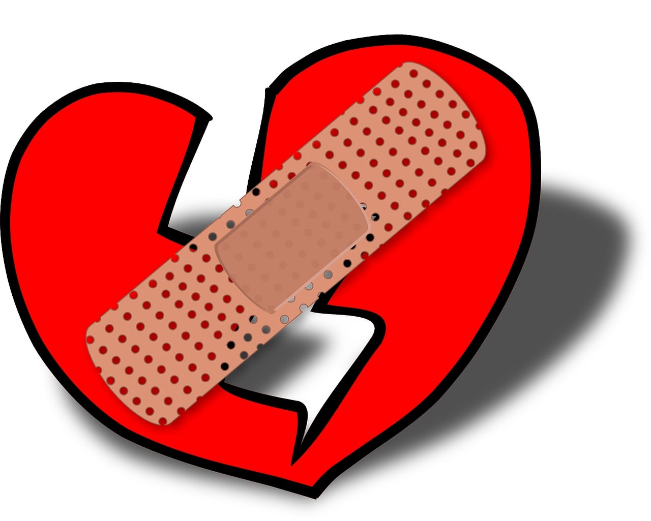 a broken heart with a plaster/bandaid