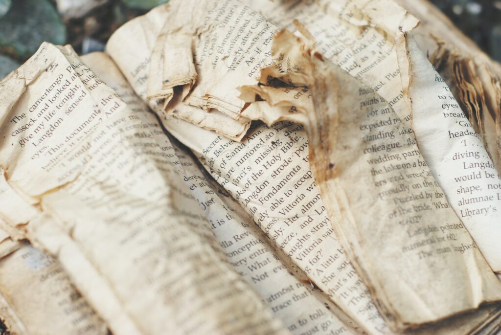 old torn pages in a book