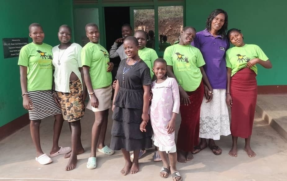 Girls standing in a group and smiling