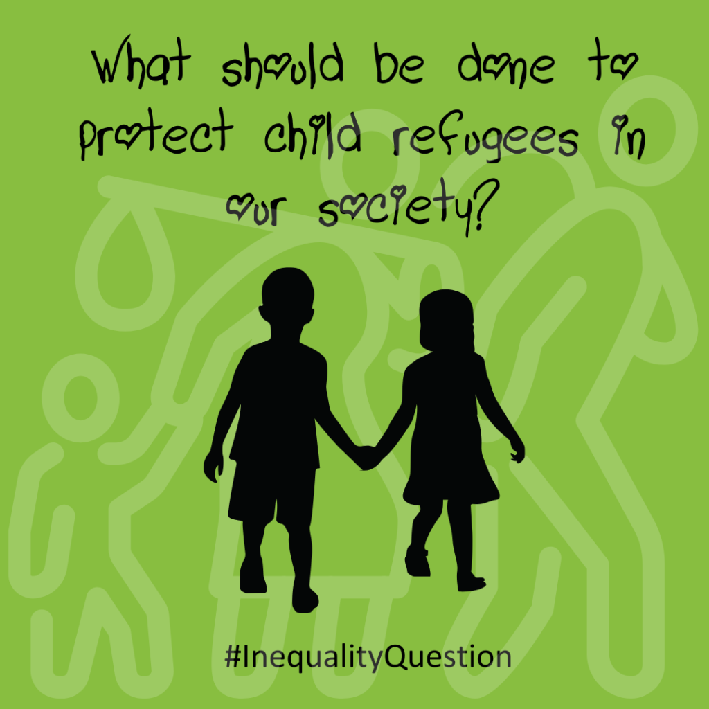 Inequality question graphic of two children holding hands