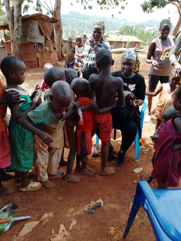 A group of young children waiting to have their responses recorded in the head counting research